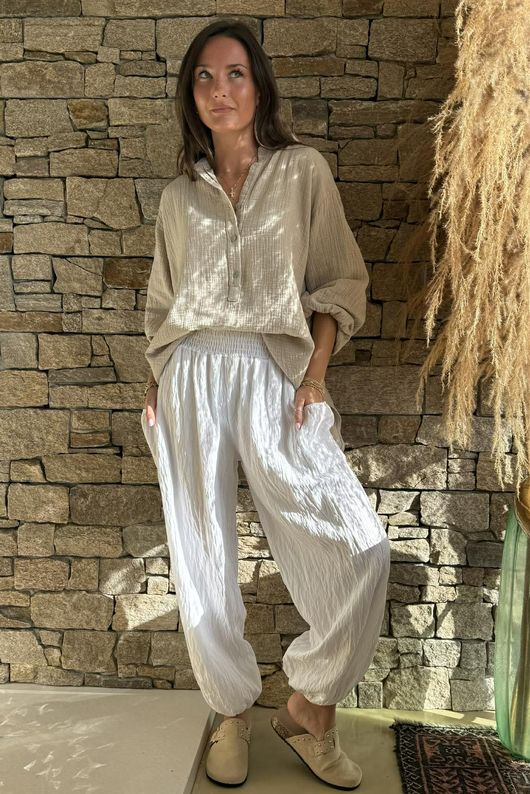 Basso Shirring Balloon Pant White /23=